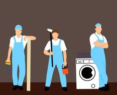 Clipart with the handyman, with the tools