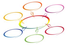 Colorful rings at white background