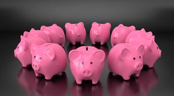 circle of pink piggy banks