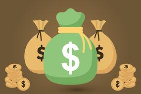 green and yellow bags of dollars