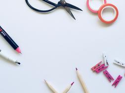 stationery on white background