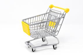 shopping trolley with a yellow handle