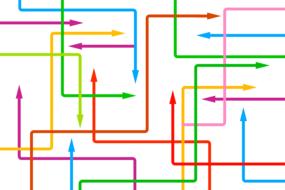 colorful arrows in four directions, drawing