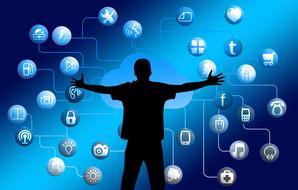 silhouette on network texture background