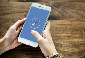 compass on smartphone screen