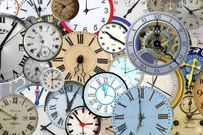 drawing of time clocks and watches