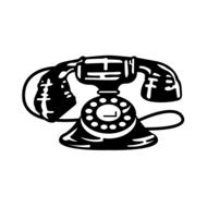 Black and white drawing of the vintage desk phone