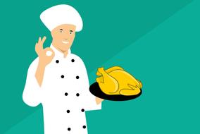 chef chicken cooking meat drawing