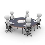 business meeting at round table, abstract render