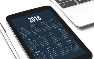 2018 year calendar on screen of smartphone