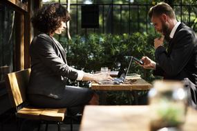 business meeting in cafe