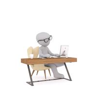 painted white man works in the home office