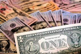 one dallar against the background of dollars