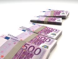 five hundred Euro, packs of banknotes
