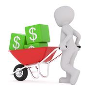 3D model of a man with a cart in his hands