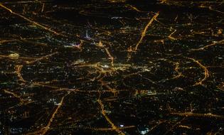 photo of Moscow night view from the plane