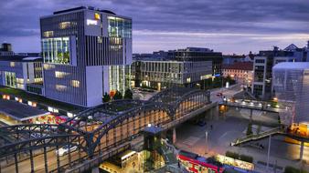 Panorama view of night City Architecture