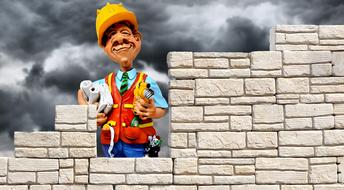 Wall Stone Brick and worker