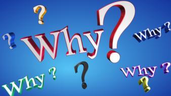 colored why questions at blue background