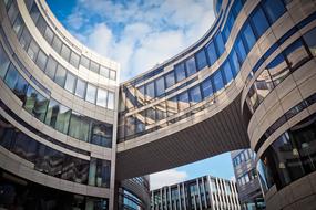 glass in the facades of modern buildings