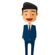 drawn joyful young man in a business suit