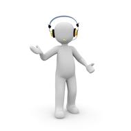 White figure of the worker of call center, with the headphones, clipart