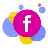 facebook icon and colorful bubbles