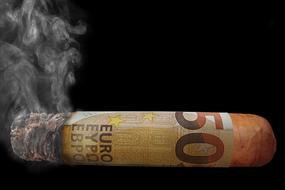 smoking Cigar made from Euro banknote