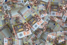 a pile of 50 euro banknotes
