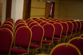 burgundy chairs in the conference room