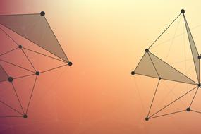 abstract geometric shapes on a pink background