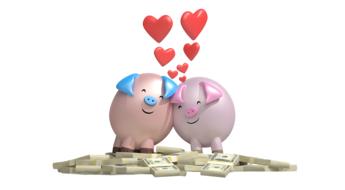 love, money, romance as a drawing