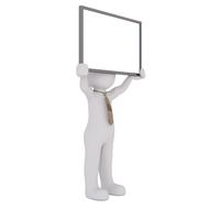 man with a white board as a 3d model