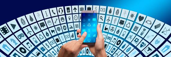 mobile interface on a background of social media