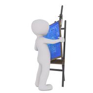 abstract person at Business presentation stand, 3d render