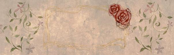 vintage banner with painted roses