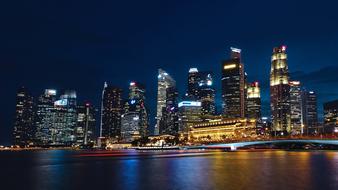 Singapore River Skyline at night