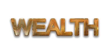wealth, golden 3d lettering