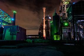 Industrial landscape, with the colorful lights, in the evening
