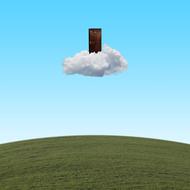 door clouds grass banner drawing