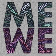 we and me, colorful word clouds