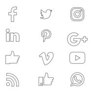 social media icons pencil drawing