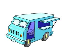 drawn food truck on a white background