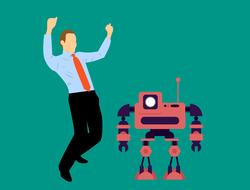 man and robot idea technology drawing
