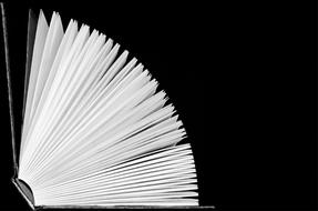 drawn white pages of an open book on a black background