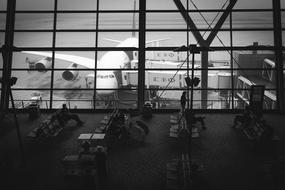 Aircraft Airport black and white