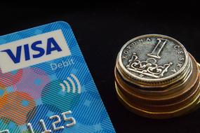Czech coins photo and visa card