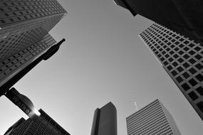 futuristic buildings at sky, low angle view