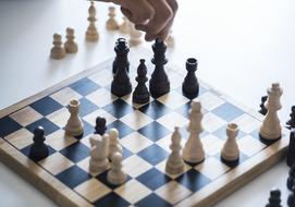 playing hand of person with Chess piece