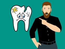 broken tooth and man drawing